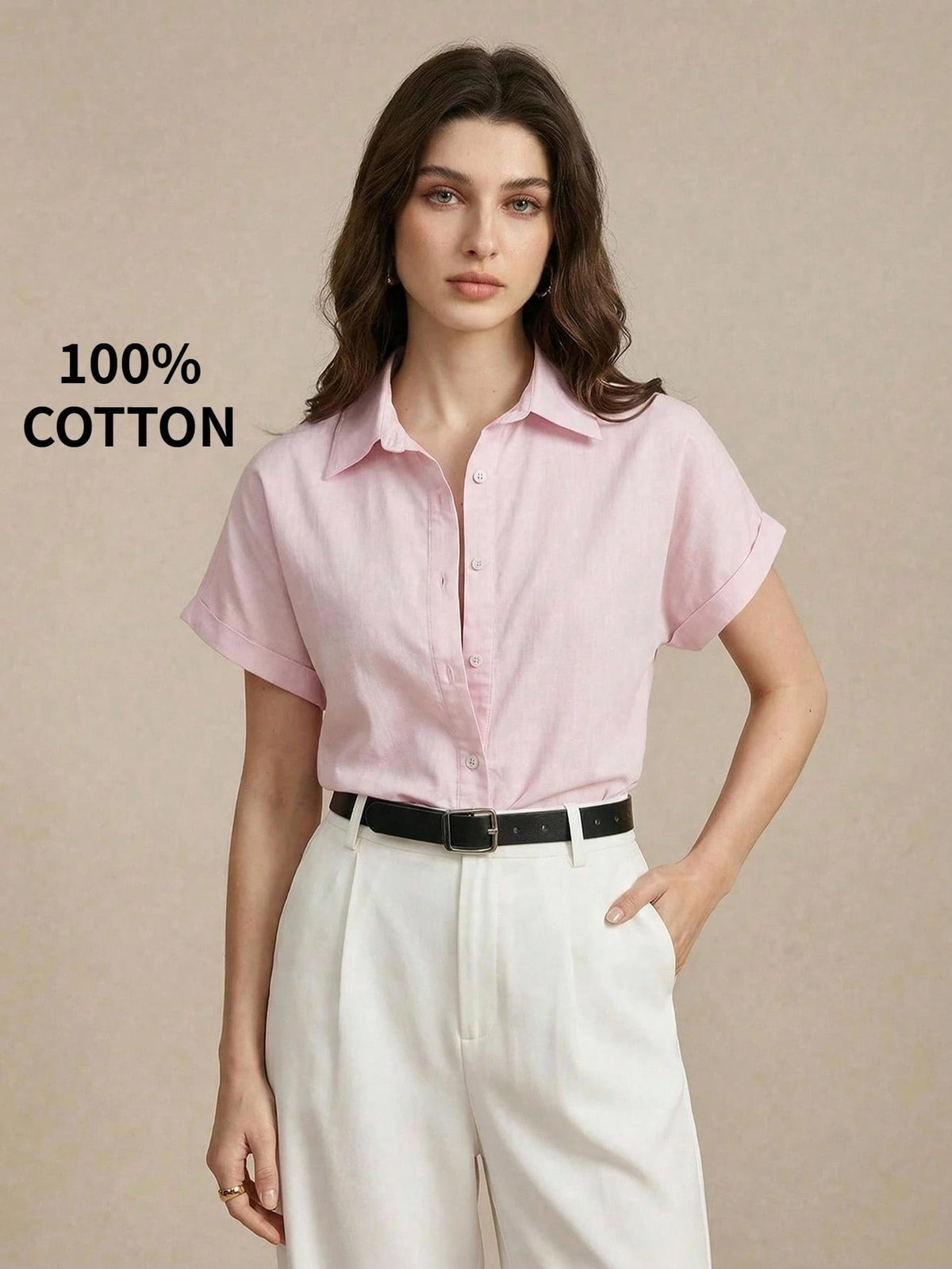 BizChic Pink Shirt Business Formal Vacation Style Slouchy Commute Date Daily Vacation Office Slimming Elegant Versatile Summer Autumn Halloween Back To School Party Birthday Wedding Guest Church Speci