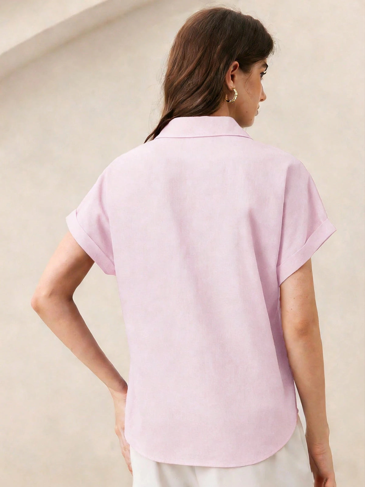 BizChic Pink Shirt Business Formal Vacation Style Slouchy Commute Date Daily Vacation Office Slimming Elegant Versatile Summer Autumn Halloween Back To School Party Birthday Wedding Guest Church Speci