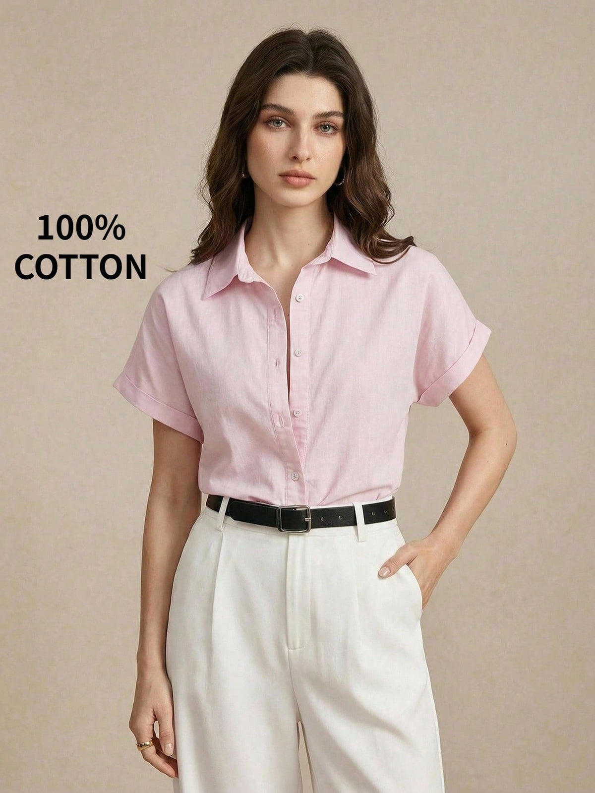 BizChic Pink Shirt Business Formal Vacation Style Slouchy Commute Date Daily Vacation Office Slimming Elegant Versatile Summer Autumn Halloween Back To School Party Birthday Wedding Guest Church Speci