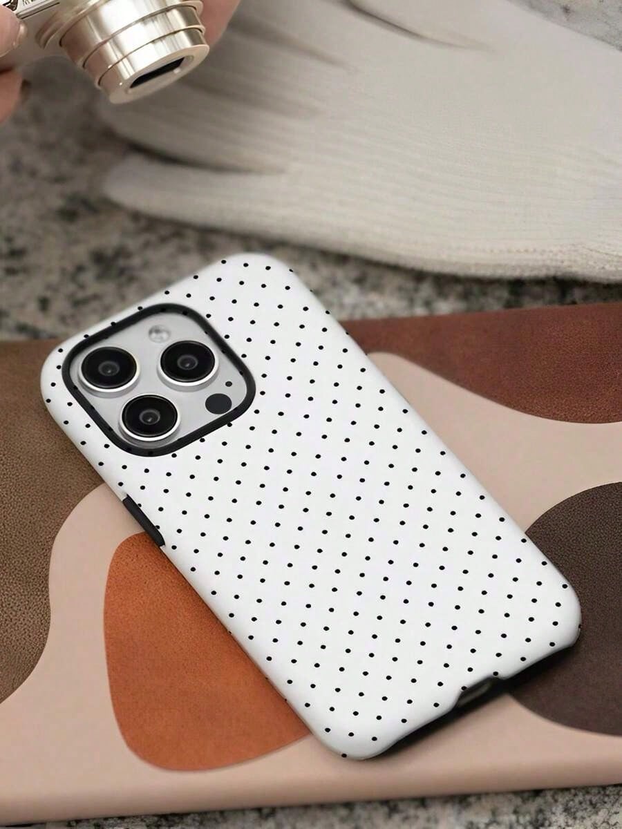 Black And White Polka Dots Two-In-One Anti-Drop Design For Film Cases Phone Case Suitable For Compatible With Iphone16, 15, 14, 13, 12, 11, PRO MAX.PL