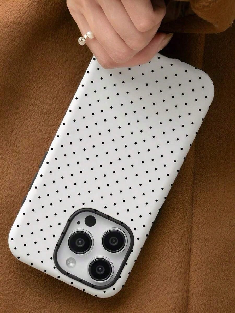 Black And White Polka Dots Two-In-One Anti-Drop Design For Film Cases Phone Case Suitable For Compatible With Iphone16, 15, 14, 13, 12, 11, PRO MAX.PL