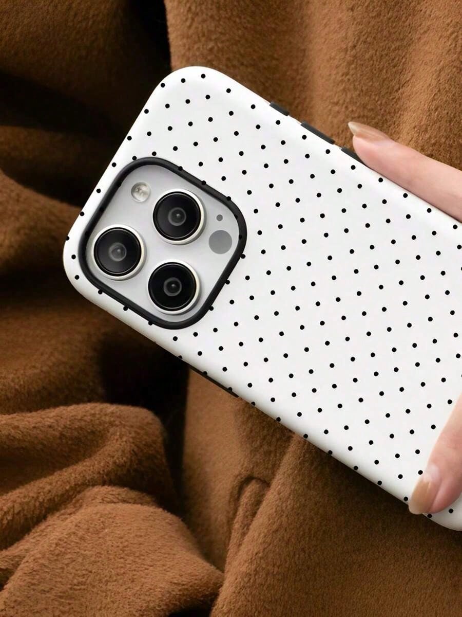 Black And White Polka Dots Two-In-One Anti-Drop Design For Film Cases Phone Case Suitable For Compatible With Iphone16, 15, 14, 13, 12, 11, PRO MAX.PL