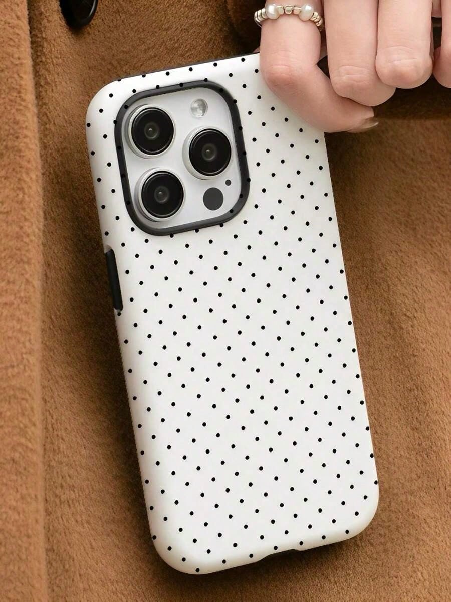 Black And White Polka Dots Two-In-One Anti-Drop Design For Film Cases Phone Case Suitable For Compatible With Iphone16, 15, 14, 13, 12, 11, PRO MAX.PL