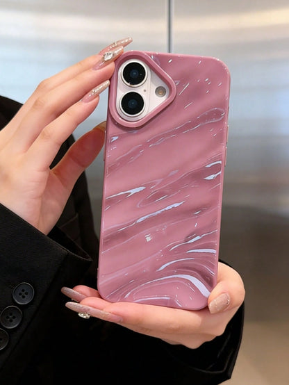 Black Asymmetrical Wave Pattern Wave Ripples 1pc New Glossy Wavy Pattern Soft Protective Phone Case, Compatible With IPhone 17 Pro Max/17/17 Pro/16 Pro Max/16/16 Pro/16 Plus/15 Pro Max/15 Pro/15 Plus