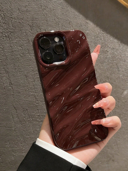 Black Asymmetrical Wave Pattern Wave Ripples 1pc New Glossy Wavy Pattern Soft Protective Phone Case, Compatible With IPhone 17 Pro Max/17/17 Pro/16 Pro Max/16/16 Pro/16 Plus/15 Pro Max/15 Pro/15 Plus