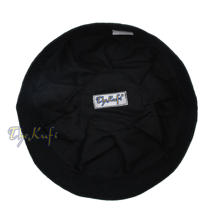 Black Ijazi Kufi Hat - Pleated-Top Fabric Muslim Prayer Cap