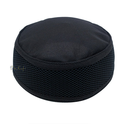 Black Madun Kufi - Pliable Round Black Net Sides Foldable Muslim Hat