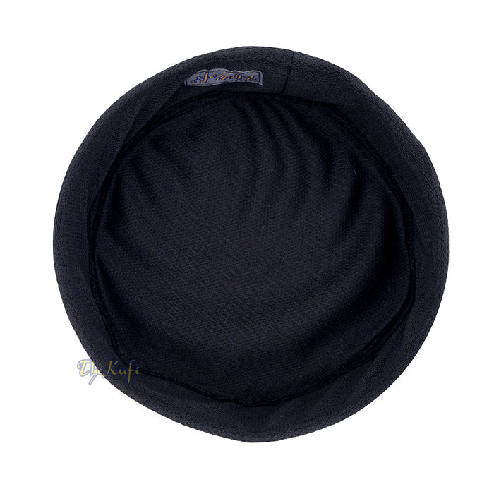 Black Madun Kufi - Pliable Round Black Net Sides Foldable Muslim Hat