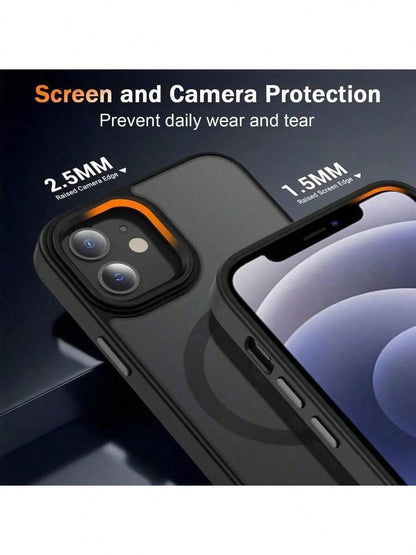 Black Magnetic Style Basic Defender MagSafe Magnetic Case Cover Compatible With Iphone Soft Anti-Shock Phone Cases Waterproof Anti-Fall Scratch Resistant Gift Anniversary