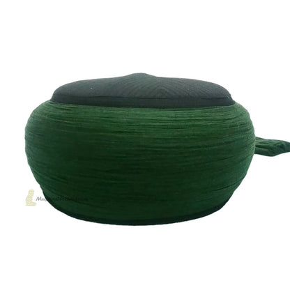 Black Rigid Malawi Kufi Pre-wrapped with Dark Green 100% Cotton Turban