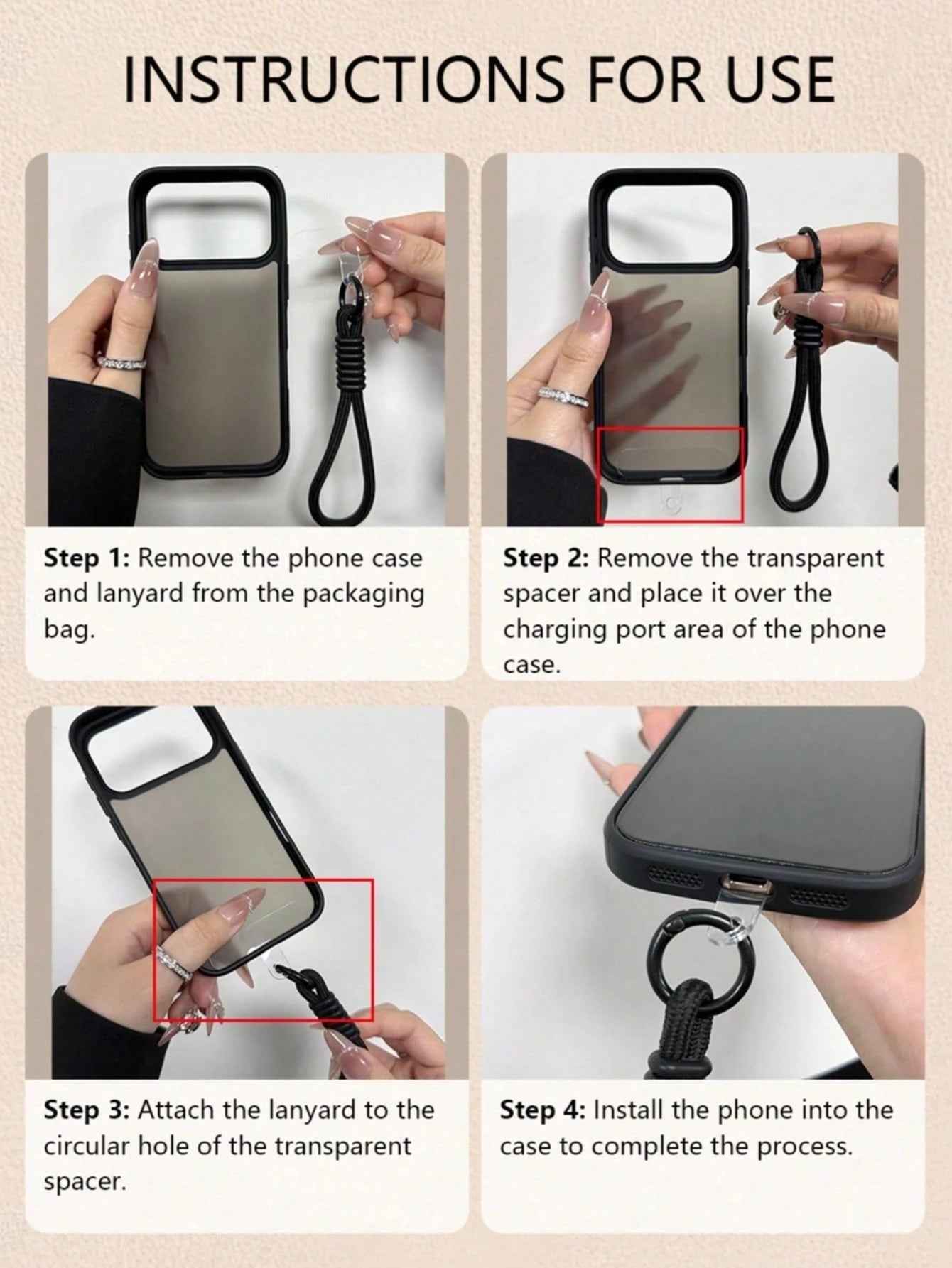 Black Silicone Lace Pattern Silicone Lanyard Style 1pc Silicone Lanyard Lace Pattern Matte Transparent Phone Case Compatible With Iphone17 17pro 17Air 17promax11 11Pro 11promax 12 12 Pro 12Promax 13 1