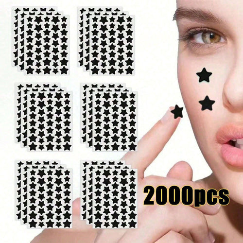 Black Star Face Decorative Stickers, 2000pcs Mixed Size Star Face Decals, Cute Makeup Accessories For Party, Festival, Selfie, Daily Styling