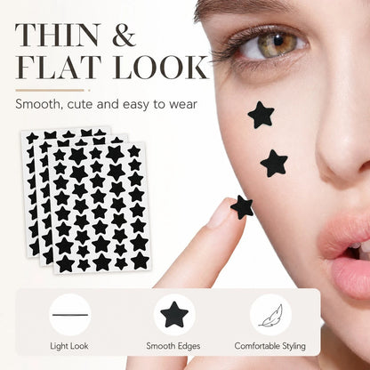 Black Star Face Decorative Stickers, 2000pcs Mixed Size Star Face Decals, Cute Makeup Accessories For Party, Festival, Selfie, Daily Styling