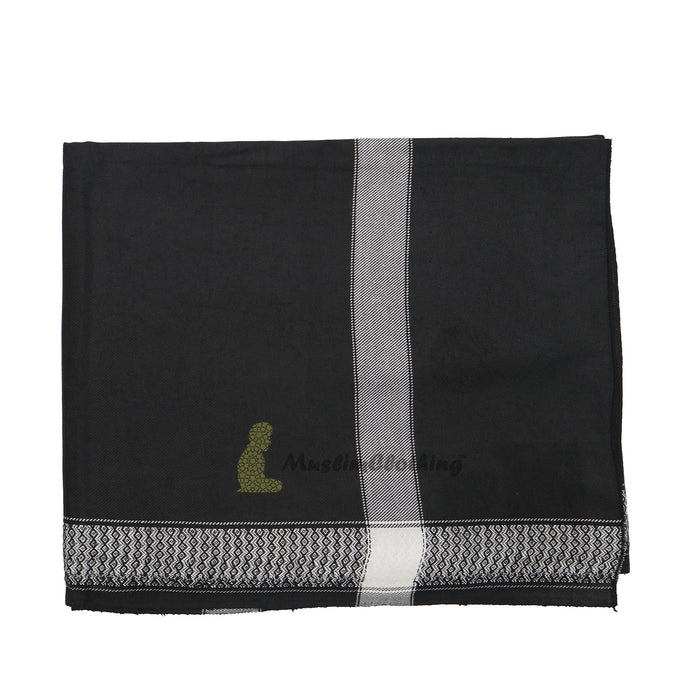 Black Style Sorban Shawl Turban White Border Design 208 x107cm