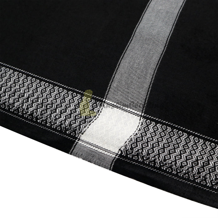 Black Style Sorban Shawl Turban White Border Design 208 x107cm