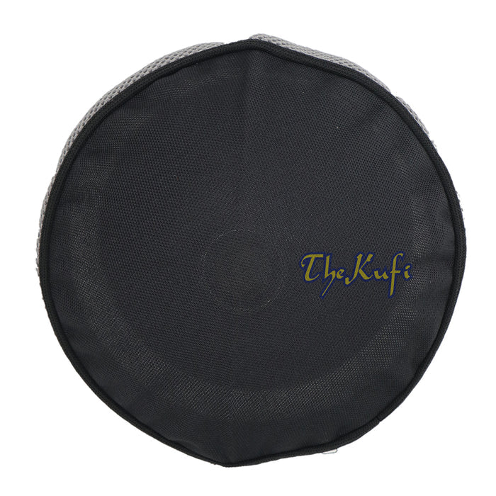 Black with Dark Gray Madun Vented Top Pliable Two-Color Round Kufi Hat