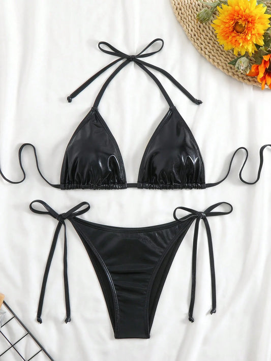 Bloopia Solid Color Bikini Swimsuit For Summer Beach Vacation