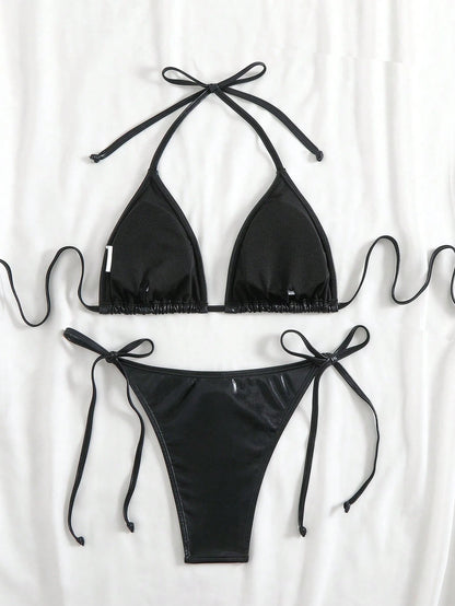 Bloopia Solid Color Bikini Swimsuit For Summer Beach Vacation