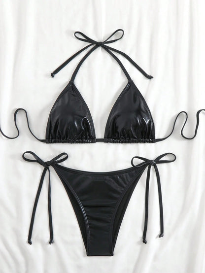 Bloopia Solid Color Bikini Swimsuit For Summer Beach Vacation