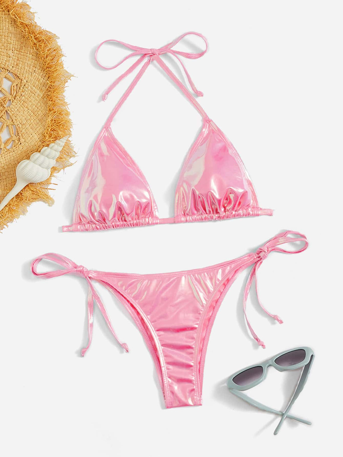 Bloopia Solid Color Bikini Swimsuit For Summer Beach Vacation