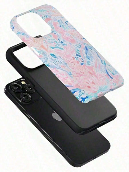 Blue And Pink Warm Water Design Film 2-In-1 Phone Case- Compatible With 17,17Air,17pro,17pro Max, 16, 15, 14ProMax, 13, 13Pro, 13ProMax, 12, 12Pro, 12ProMax, 11, 11Pro, 11Pro And Galaxy S25/S25 Plus