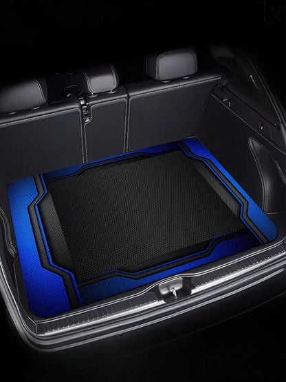 Blue & Black Sporty Car Trunk Mat, Suitable For All Types Of Trucks And SUVs, Ideal Gift, Car Interior Decoration Mat, Fun Design, Wear-Resistant & Non-Slip, Car-Specific Floor Mat, Travel Essential