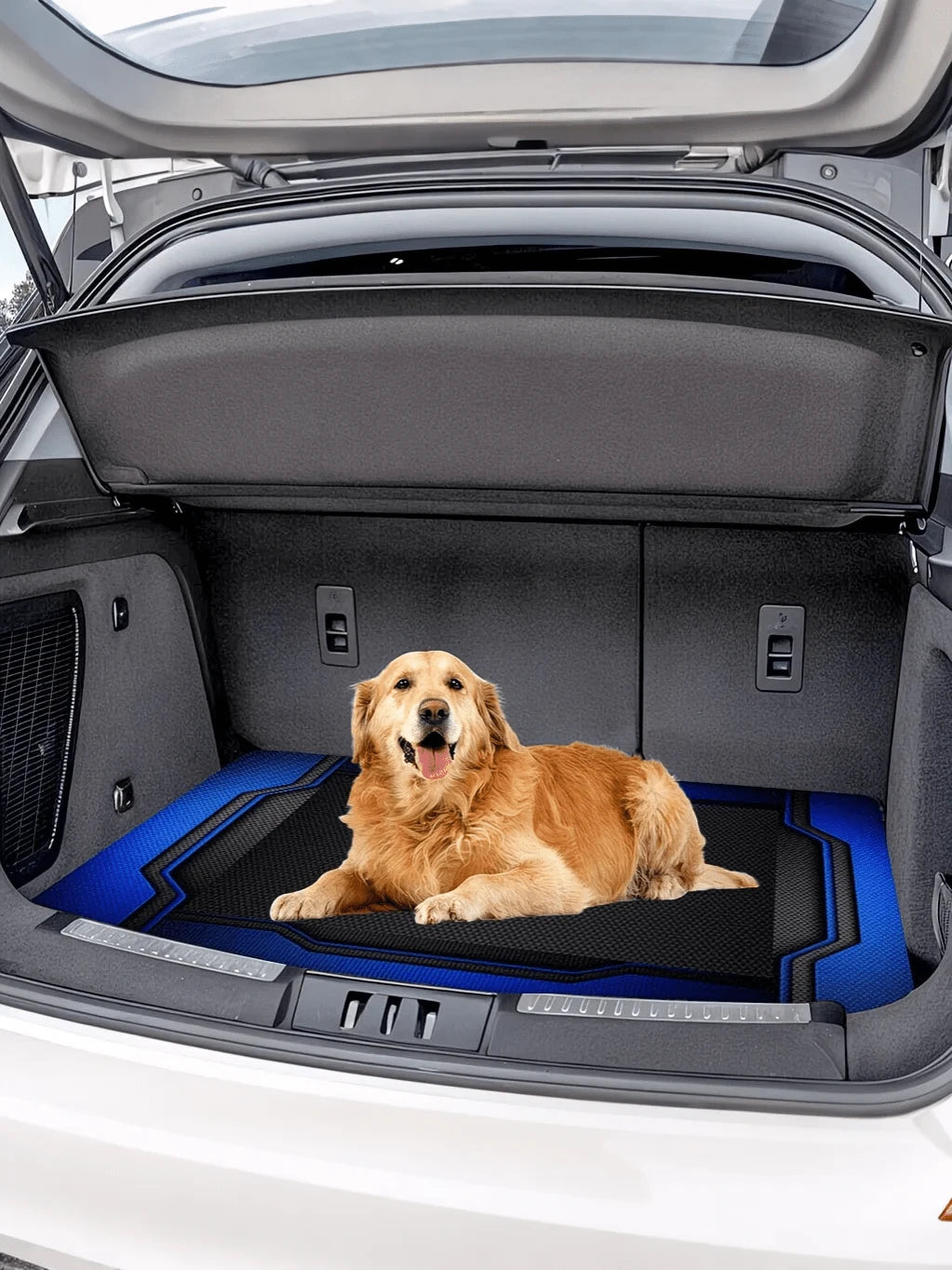 Blue & Black Sporty Car Trunk Mat, Suitable For All Types Of Trucks And SUVs, Ideal Gift, Car Interior Decoration Mat, Fun Design, Wear-Resistant & Non-Slip, Car-Specific Floor Mat, Travel Essential