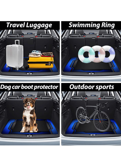 Blue & Black Sporty Car Trunk Mat, Suitable For All Types Of Trucks And SUVs, Ideal Gift, Car Interior Decoration Mat, Fun Design, Wear-Resistant & Non-Slip, Car-Specific Floor Mat, Travel Essential