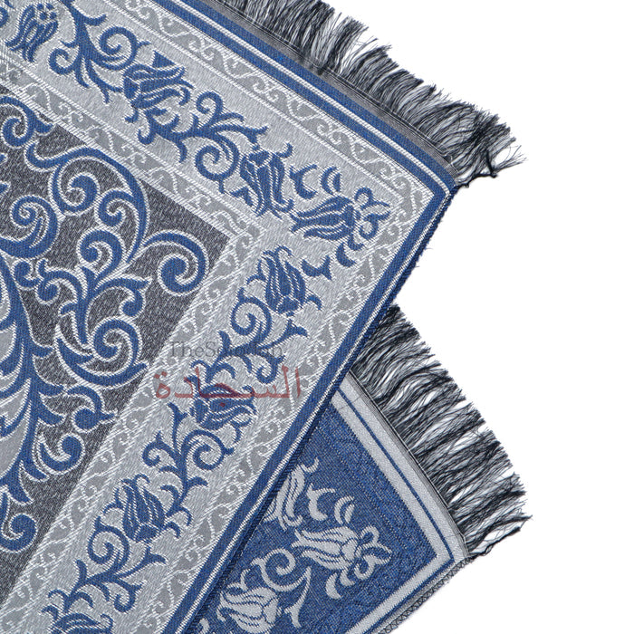 Blue Thin Prayer Rug Chrome Flowers Pointed Arch Salat Rug Prayer Mat Rug