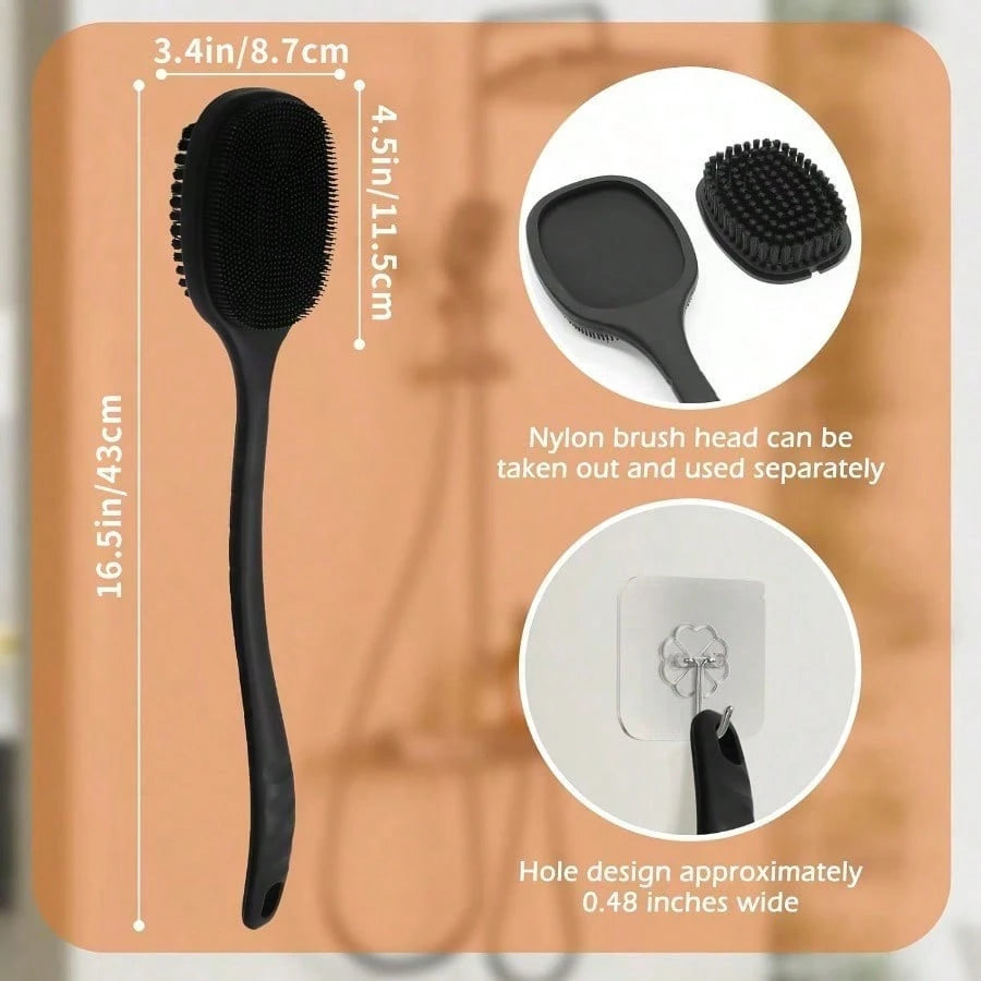 Body Scrub Long Shower Body Brush Exfoliating Tool For Skin Easy To Clean With Lather For Wet Or Dry Use Bath Brush For Men Women