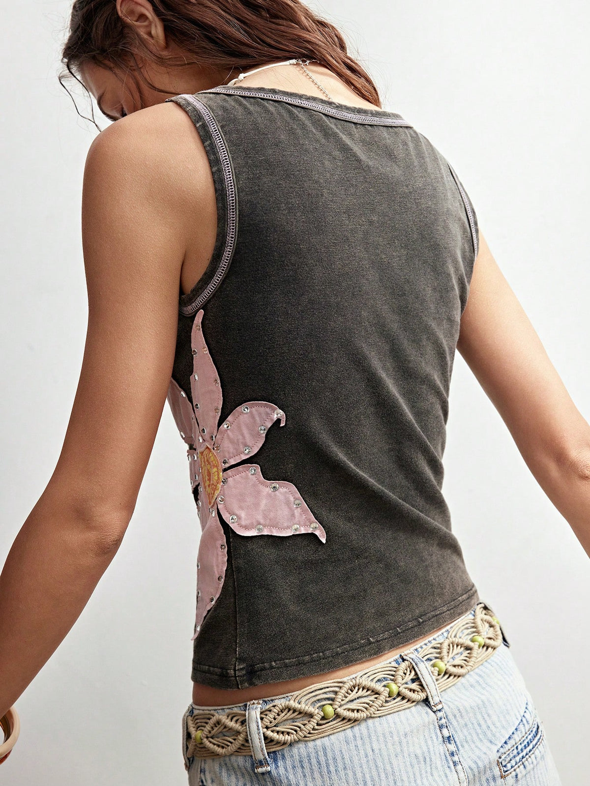 Bohemela BOHO Casual Washed Knit Patchwork Floral Print Fitted Women Tank Top,Summer Top