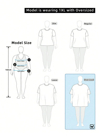 Bohemela Plus Size Casual Heart Print T-Shirt