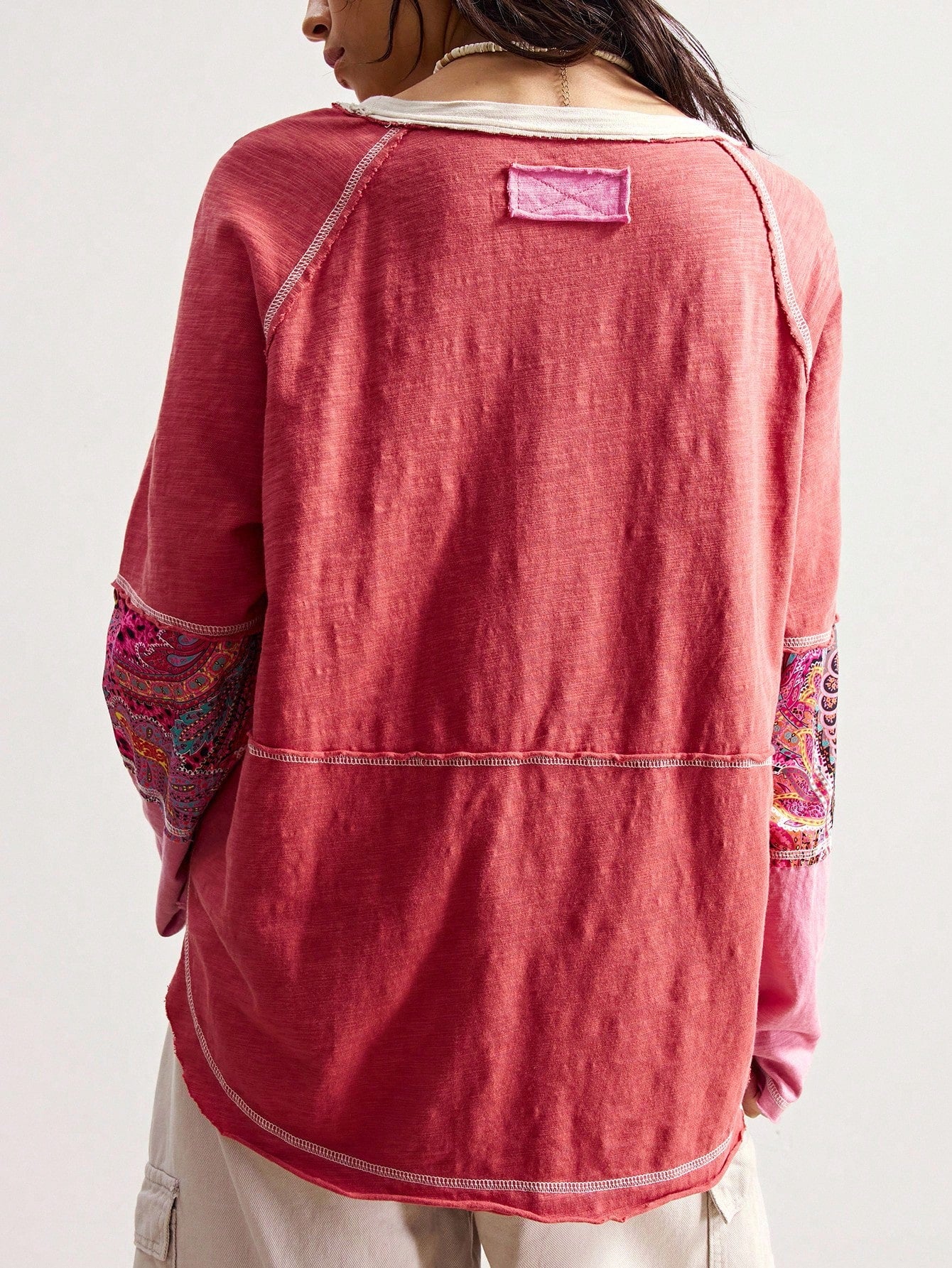 Bohemela Plus Size Crew Neck Raglan Sleeve Floral Graphic Loose Casual 1950s Vintage 90s Versatile T-Shirt/Autumn/ Plus Size Tops Vacation Office Pink