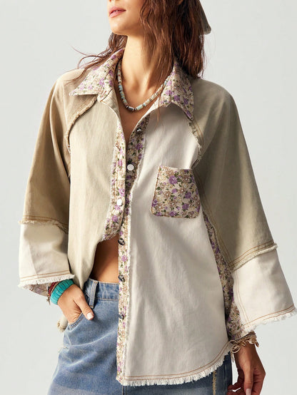 Bohemela Women Loose Woven 3/4 Sleeve Vacation Casual Shirt