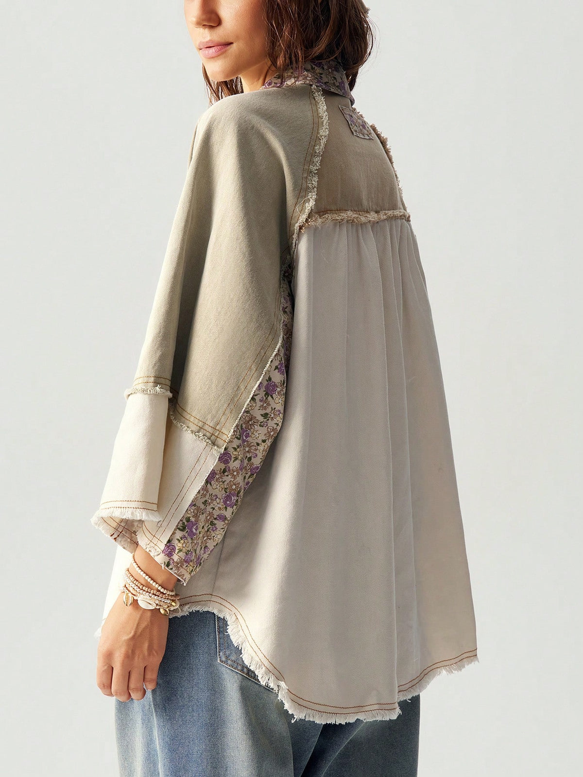 Bohemela Women Loose Woven 3/4 Sleeve Vacation Casual Shirt