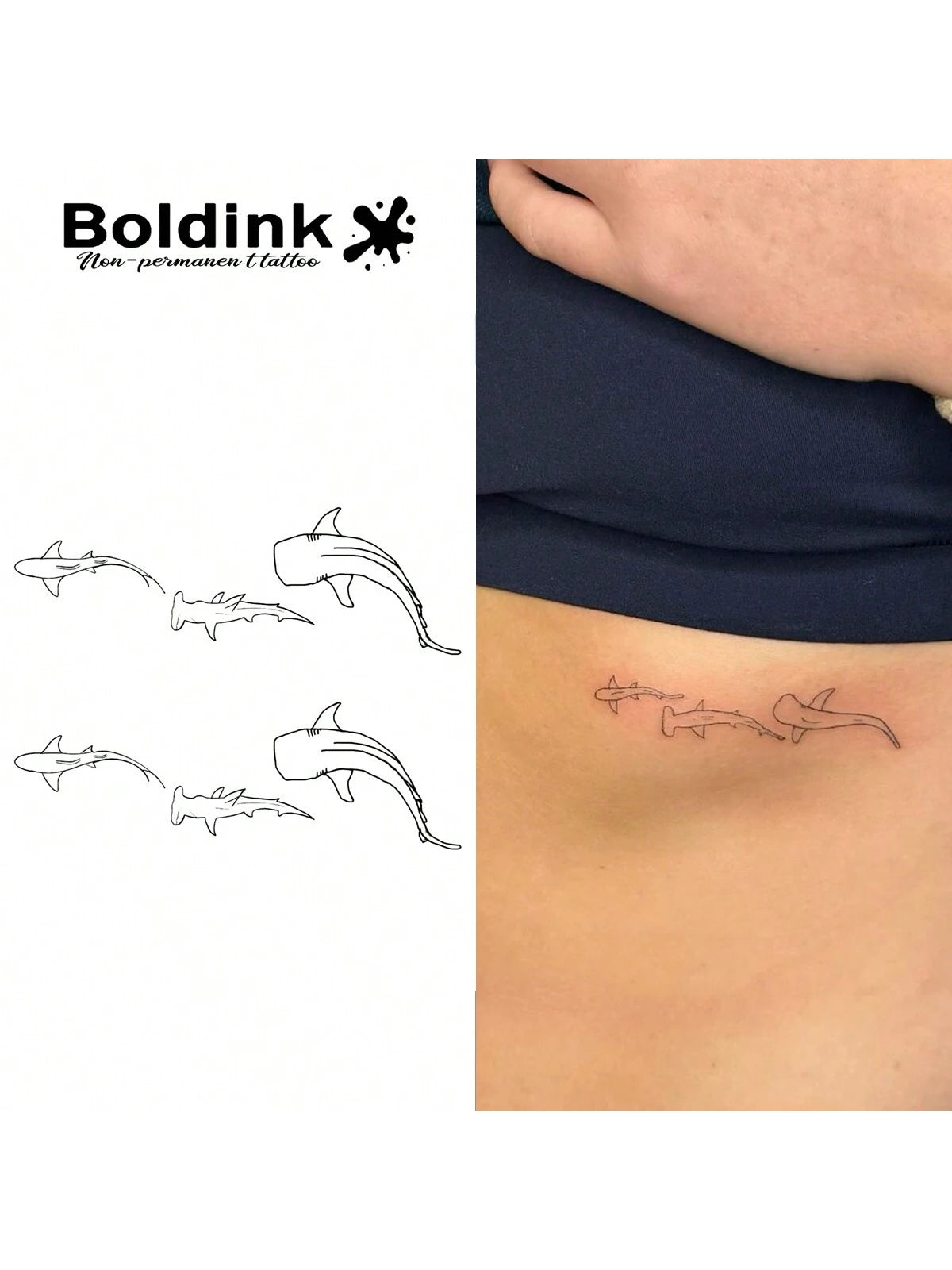 Boldink Non-Permanent Tattoo, Cute Whale Inspired Design, Beautifully Detailed, Natural Matte Finish, Water-Resistant Temporary Tattoo, Lasts 1-2 Weeks, Super Easy To Apply, Looks Great