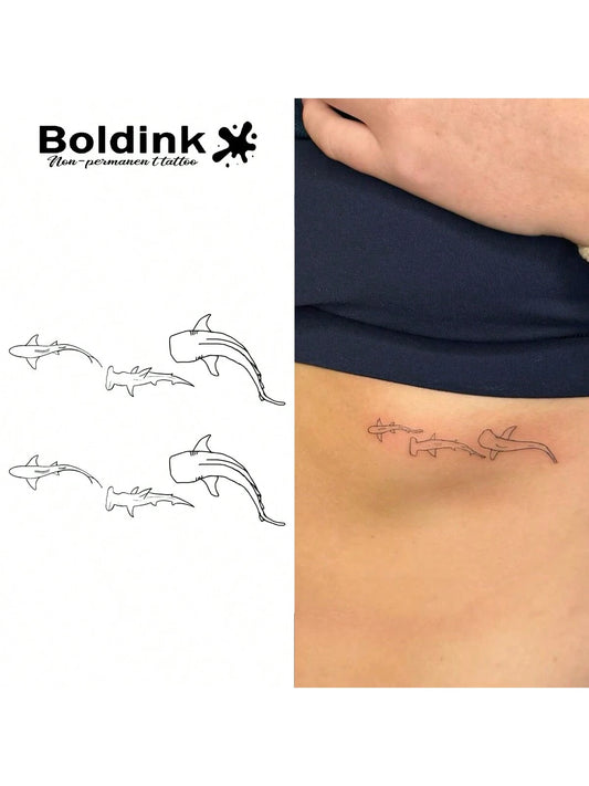 Boldink Non-Permanent Tattoo, Cute Whale Inspired Design, Beautifully Detailed, Natural Matte Finish, Water-Resistant Temporary Tattoo, Lasts 1-2 Weeks, Super Easy To Apply, Looks Great
