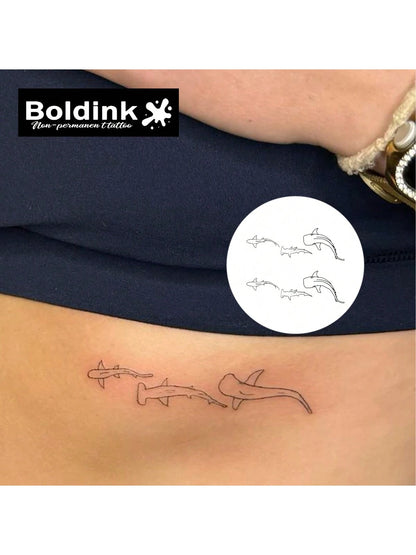 Boldink Non-Permanent Tattoo, Cute Whale Inspired Design, Beautifully Detailed, Natural Matte Finish, Water-Resistant Temporary Tattoo, Lasts 1-2 Weeks, Super Easy To Apply, Looks Great