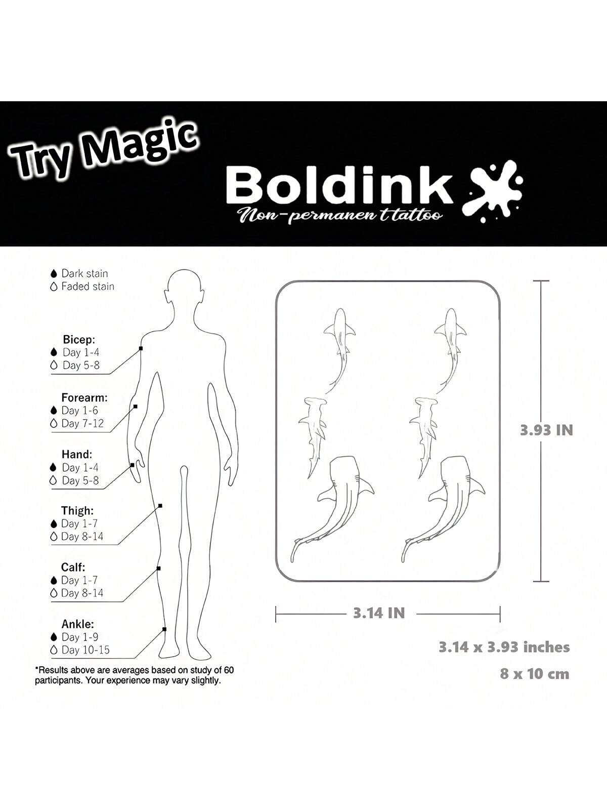 Boldink Non-Permanent Tattoo, Cute Whale Inspired Design, Beautifully Detailed, Natural Matte Finish, Water-Resistant Temporary Tattoo, Lasts 1-2 Weeks, Super Easy To Apply, Looks Great