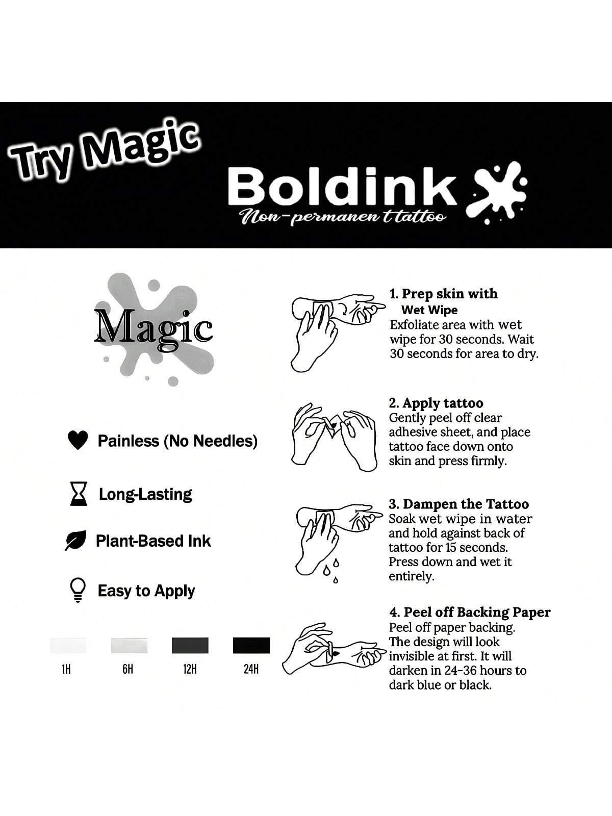 Boldink Non-Permanent Tattoo, Cute Whale Inspired Design, Beautifully Detailed, Natural Matte Finish, Water-Resistant Temporary Tattoo, Lasts 1-2 Weeks, Super Easy To Apply, Looks Great