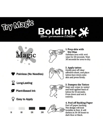 Boldink Non-Permanent Tattoo, Cute Whale Inspired Design, Beautifully Detailed, Natural Matte Finish, Water-Resistant Temporary Tattoo, Lasts 1-2 Weeks, Super Easy To Apply, Looks Great