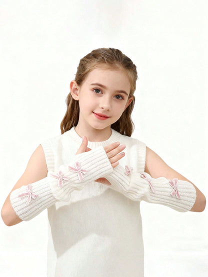 Bow Tie Arm Warmers For Girls, Autumn And Winter Season, Warmth, Winter Accessories, Elegant Design, Girls Accessories, Sleeves, Back To School