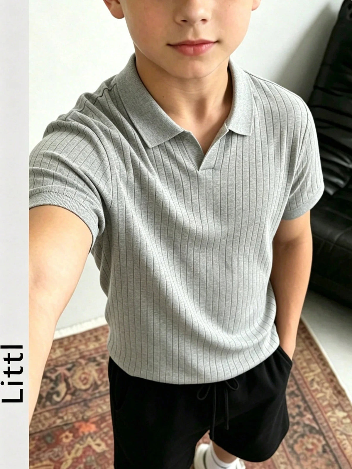 Boys' Teen Student Casual Solid Color Crew Neck Pullover Ribbed Knit Short Sleeve T-Shirt Spring Summer Top