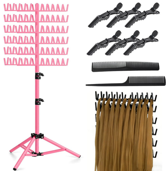 Braiding Hair Rack, 144 Pegs Height Adjustable, 2-Side Hair Extension Holder, Hair Stand With Stylist Hair Braiding Tools For Salon, Home, Travel