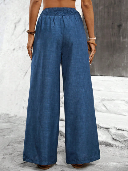 Breezaya Solid Color Straight Leg High-Waisted Casual Pants Ideal For Vacation And Leisure Fall Cloth For Women