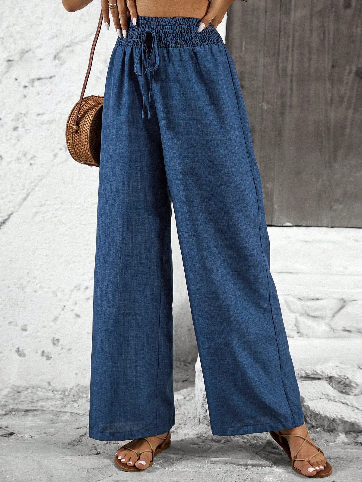 Breezaya Solid Color Straight Leg High-Waisted Casual Pants Ideal For Vacation And Leisure Fall Cloth For Women