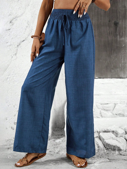 Breezaya Solid Color Straight Leg High-Waisted Casual Pants Ideal For Vacation And Leisure Fall Cloth For Women