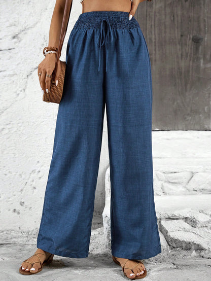 Breezaya Solid Color Straight Leg High-Waisted Casual Pants Ideal For Vacation And Leisure Fall Cloth For Women
