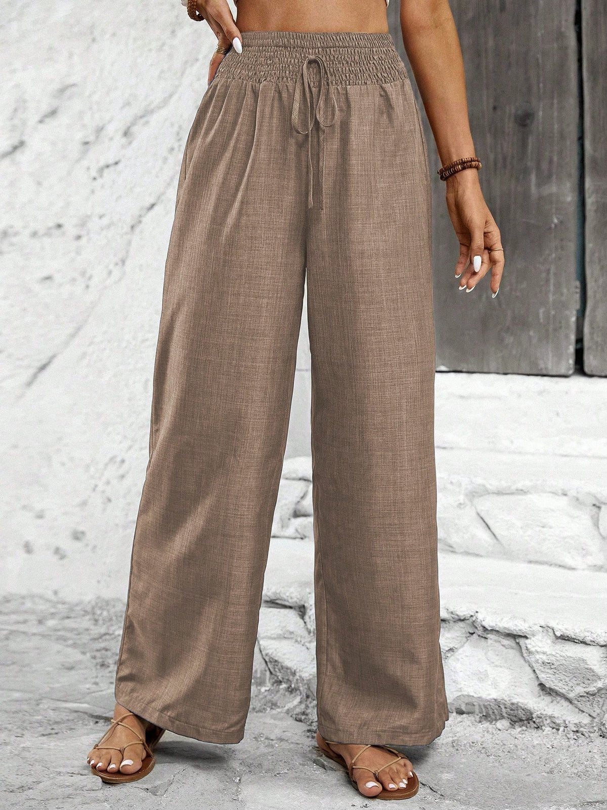 Breezaya Solid Color Straight Leg High-Waisted Casual Pants Ideal For Vacation And Leisure Fall Cloth For Women