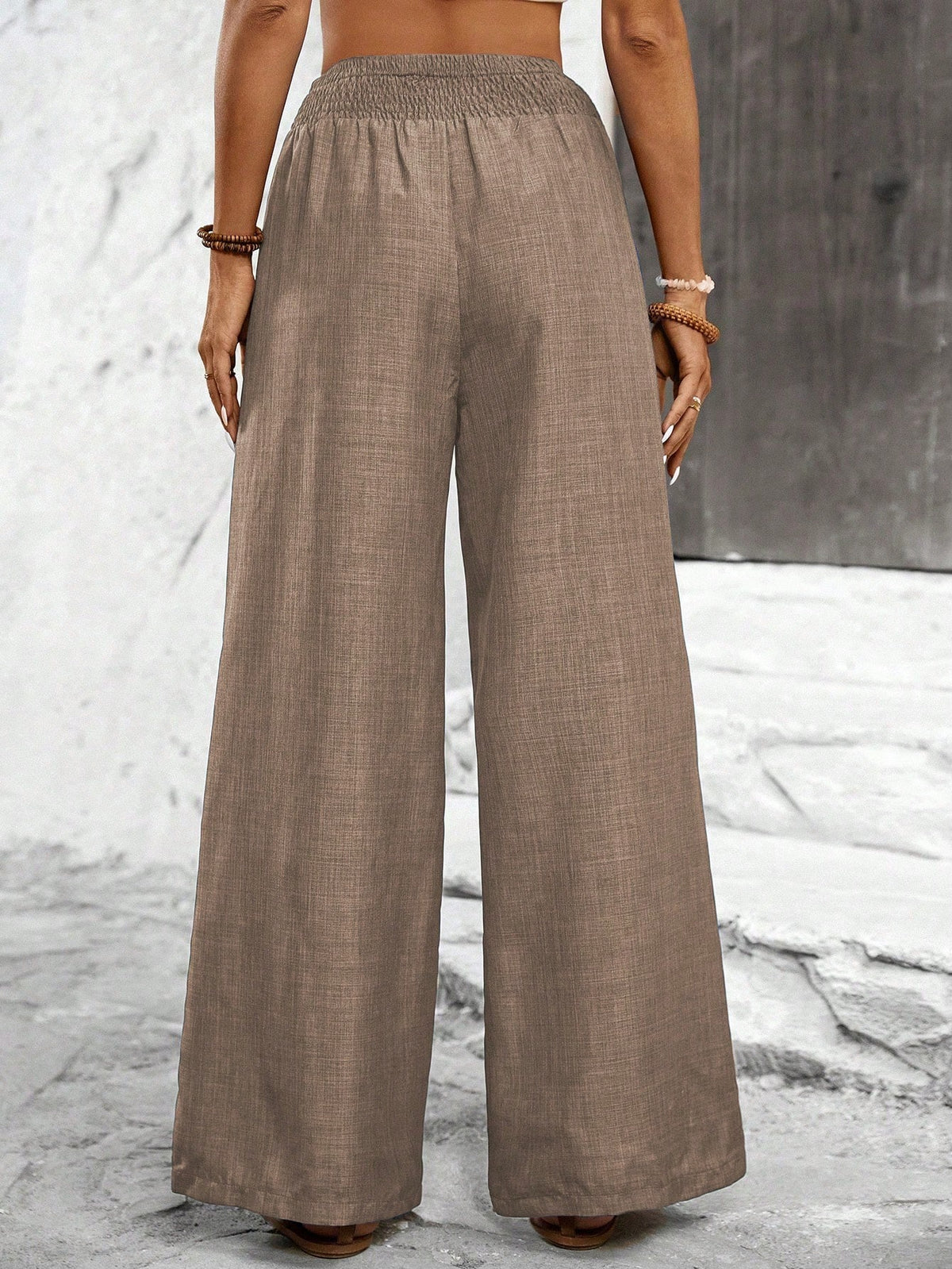 Breezaya Solid Color Straight Leg High-Waisted Casual Pants Ideal For Vacation And Leisure Fall Cloth For Women